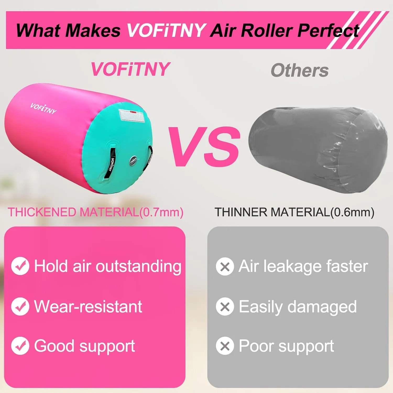 VOFiTNY Gymnastics Tumbling Equipment Air Barrel Inflatable Octagon Tumbler Roller Back-bend Trainer Chearleeding Mat Without Pump