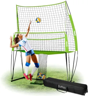 Volleyball Training Equipment Volleyball Practice Net Equipment Serve Trainer Net 11x8ft Wide for Hitting and Serving Practice at Backyard with 4 Adjustable Heights