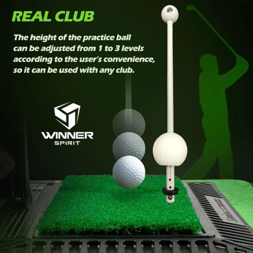 WINNER SPIRIT Real Swing 300 Golf Swing & Hitting Trainer, True Impact, Checking Path After Swing Practice Mat Groover Training Aid, Height Adjustable
