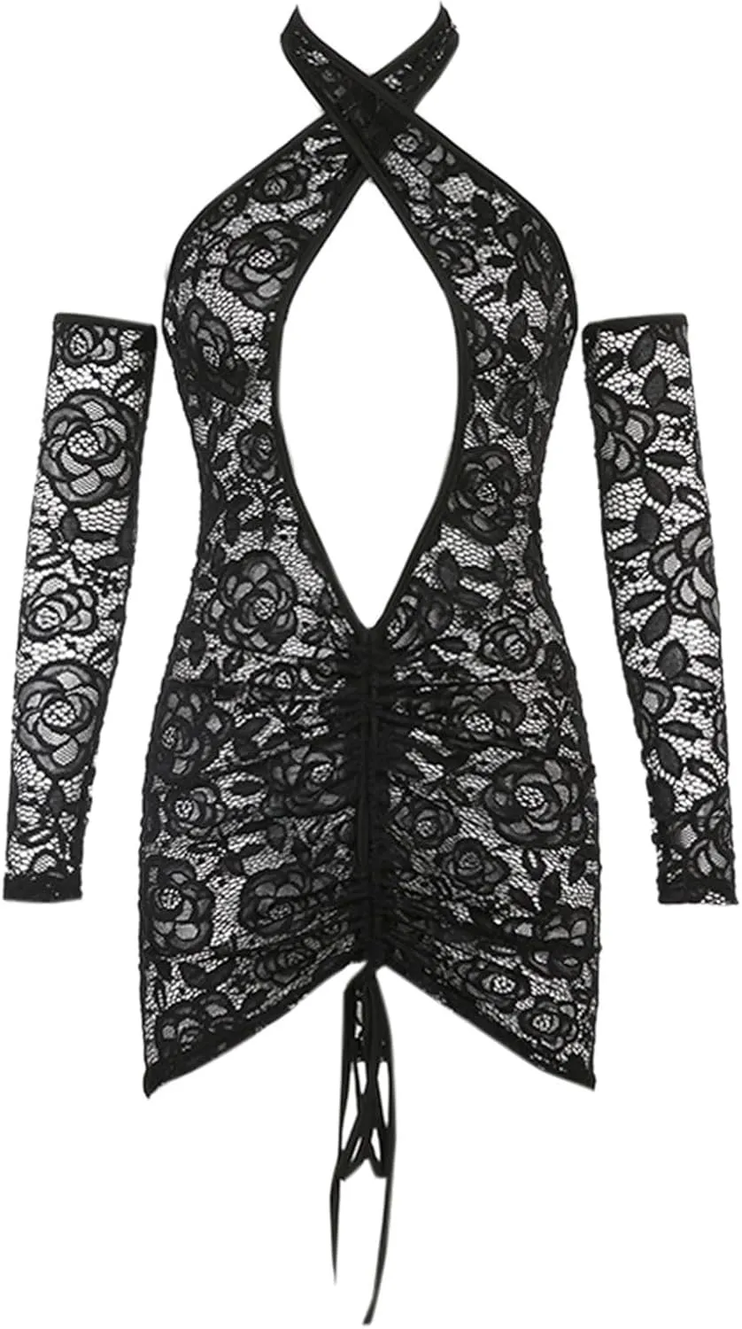 Women Lingerie Set Teddy Sexy Transparent Strapless Strap Chemise Mini Dress Nightwear Sets