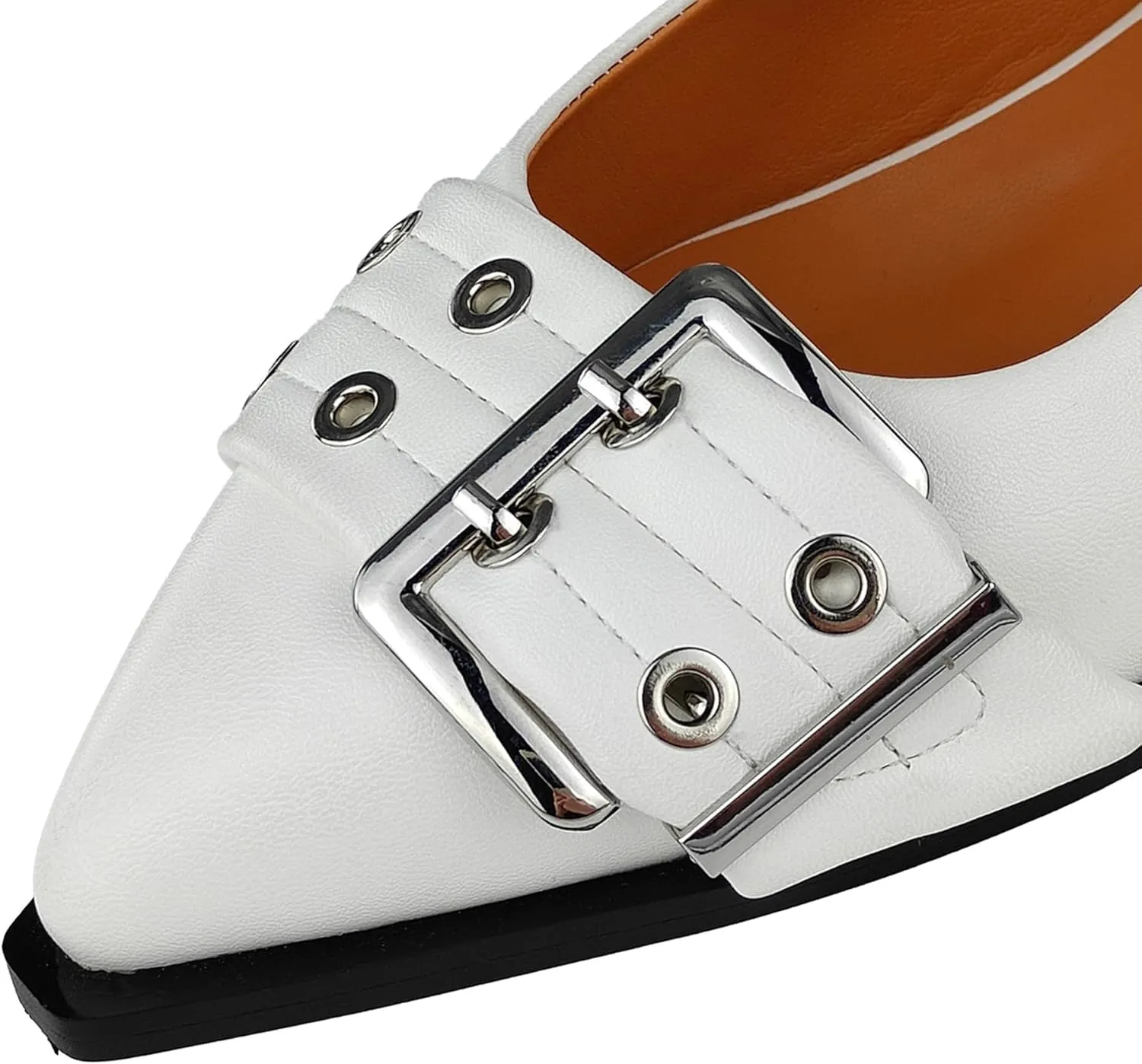 Women‘s Adjustable Buckle Flats Comfortable Slingback Sandals Pointed Toe Feminine Buckle Ballerinas