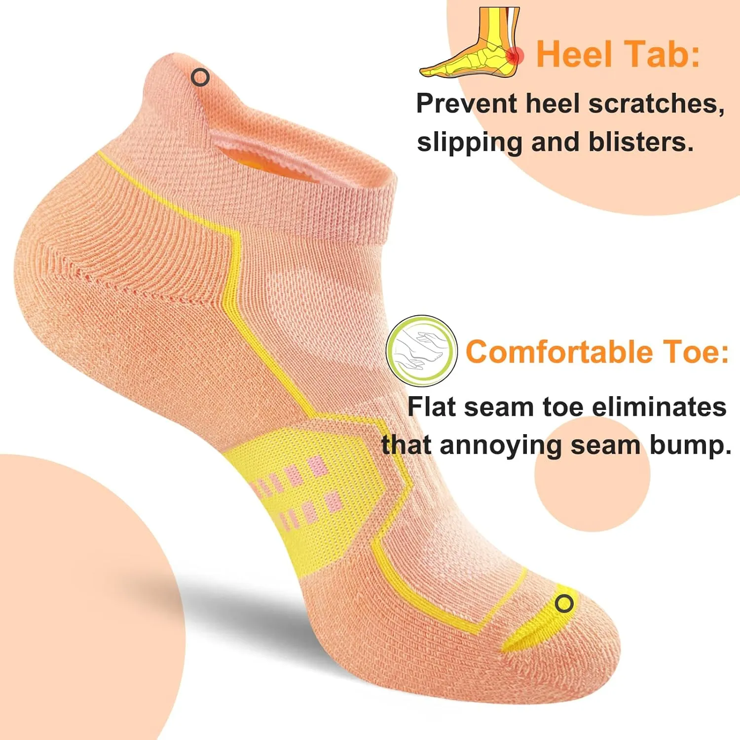 Womens Ankle Thick Cushioned Anti-blister Wicking Athletic Running Socks 5 Pairs