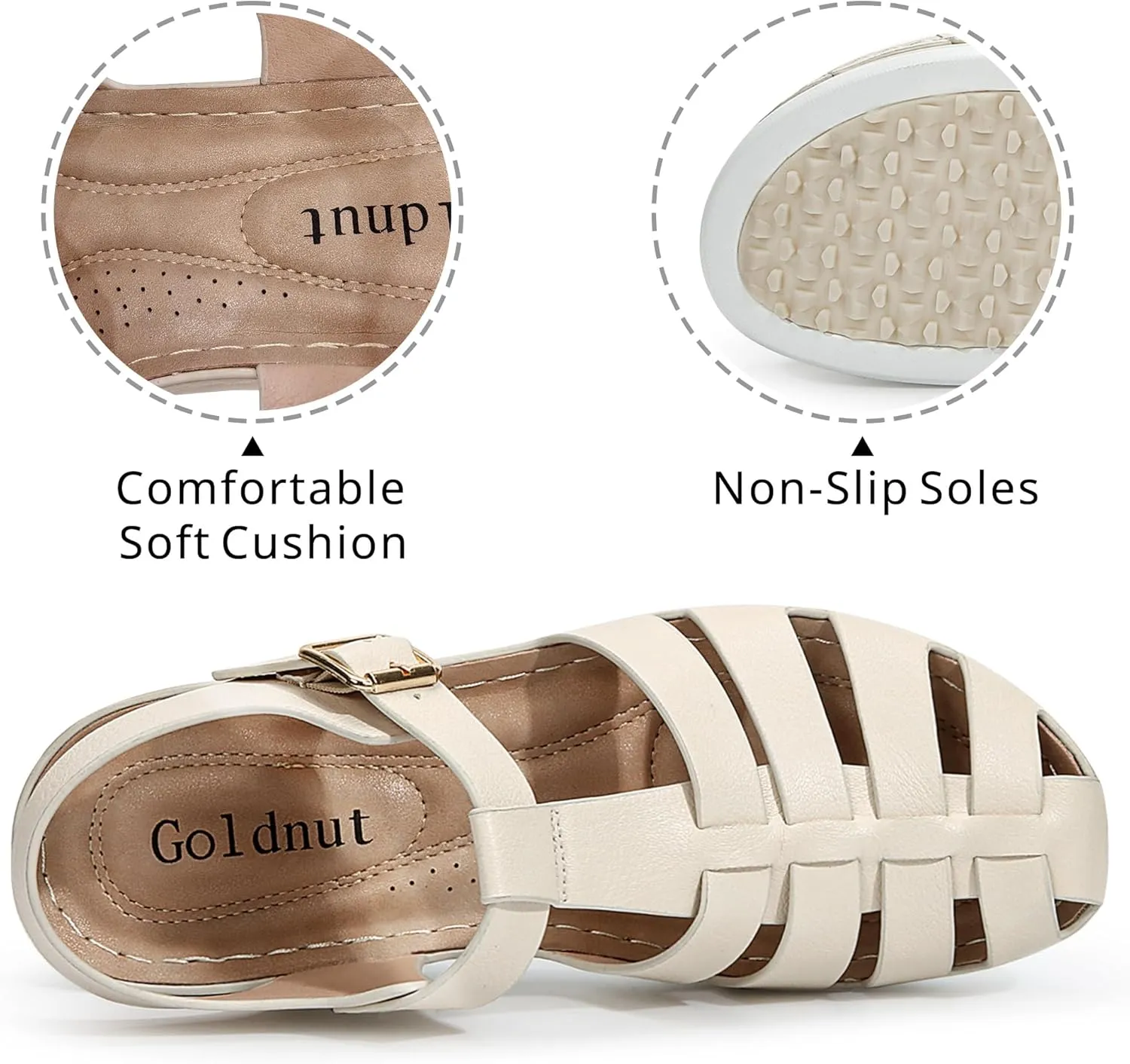 Women's Closed Toe Fisherman Sandals Hollow Out Comfortable Wedge Sandal