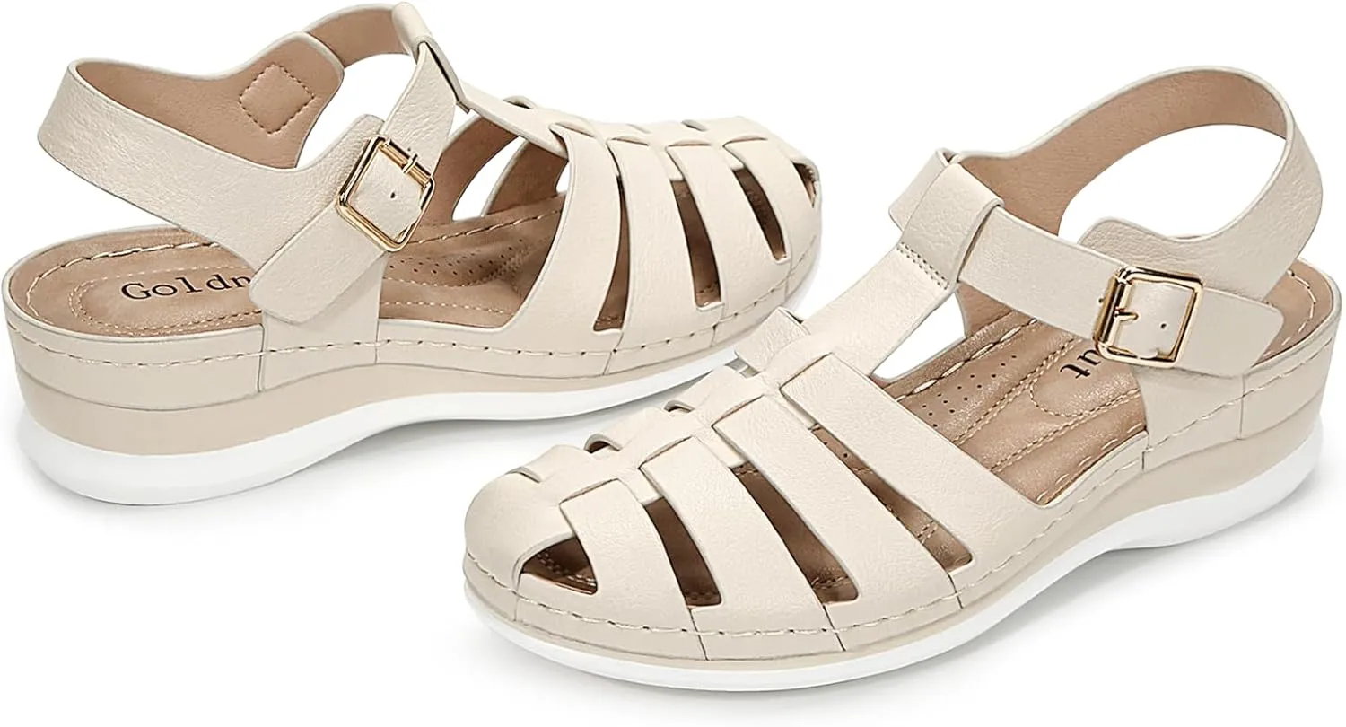 Women's Closed Toe Fisherman Sandals Hollow Out Comfortable Wedge Sandal