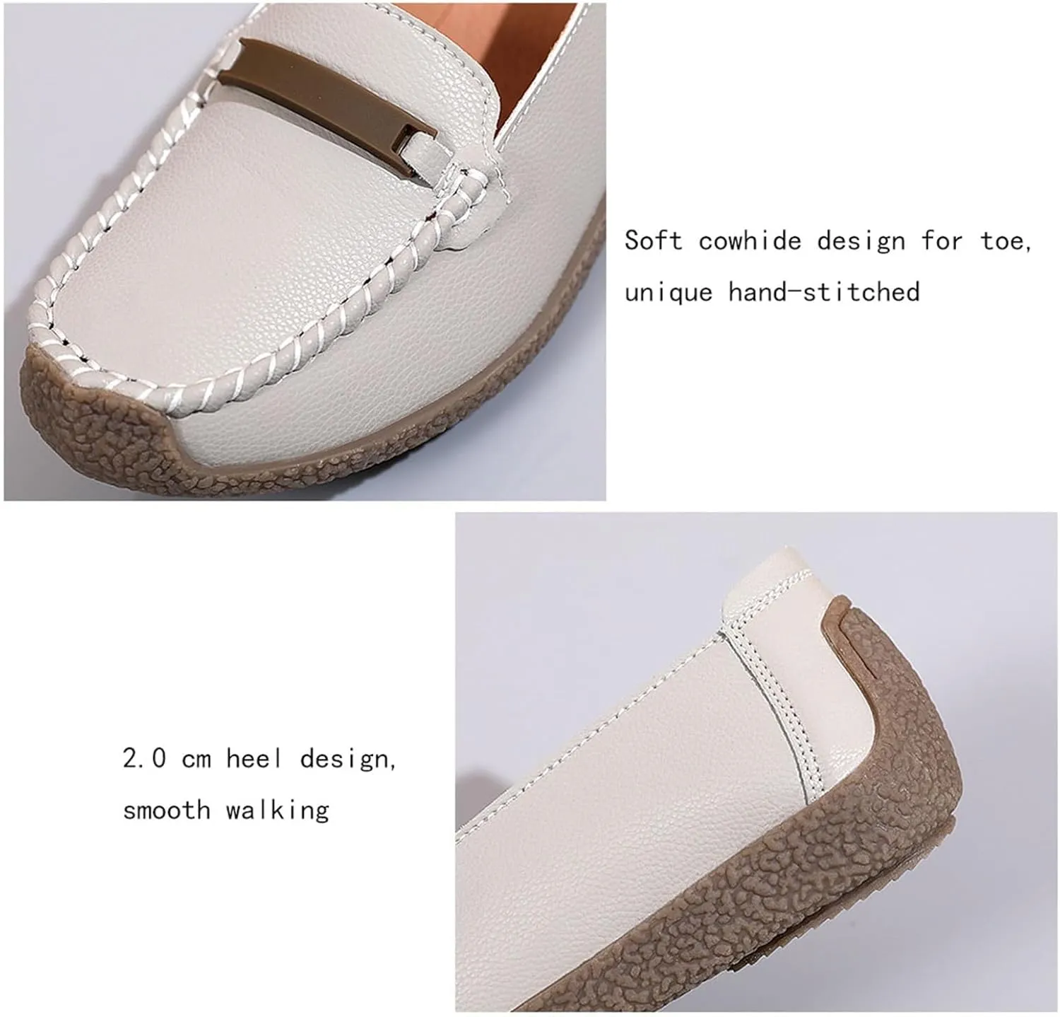 Women's Leather Loafers, Waterproof Slip-On Non-Slip Breathable Nurse Shoes for Women's, Lightweight Walking Wedge Sneaker, for Medical Care, Hospital, Driving Work