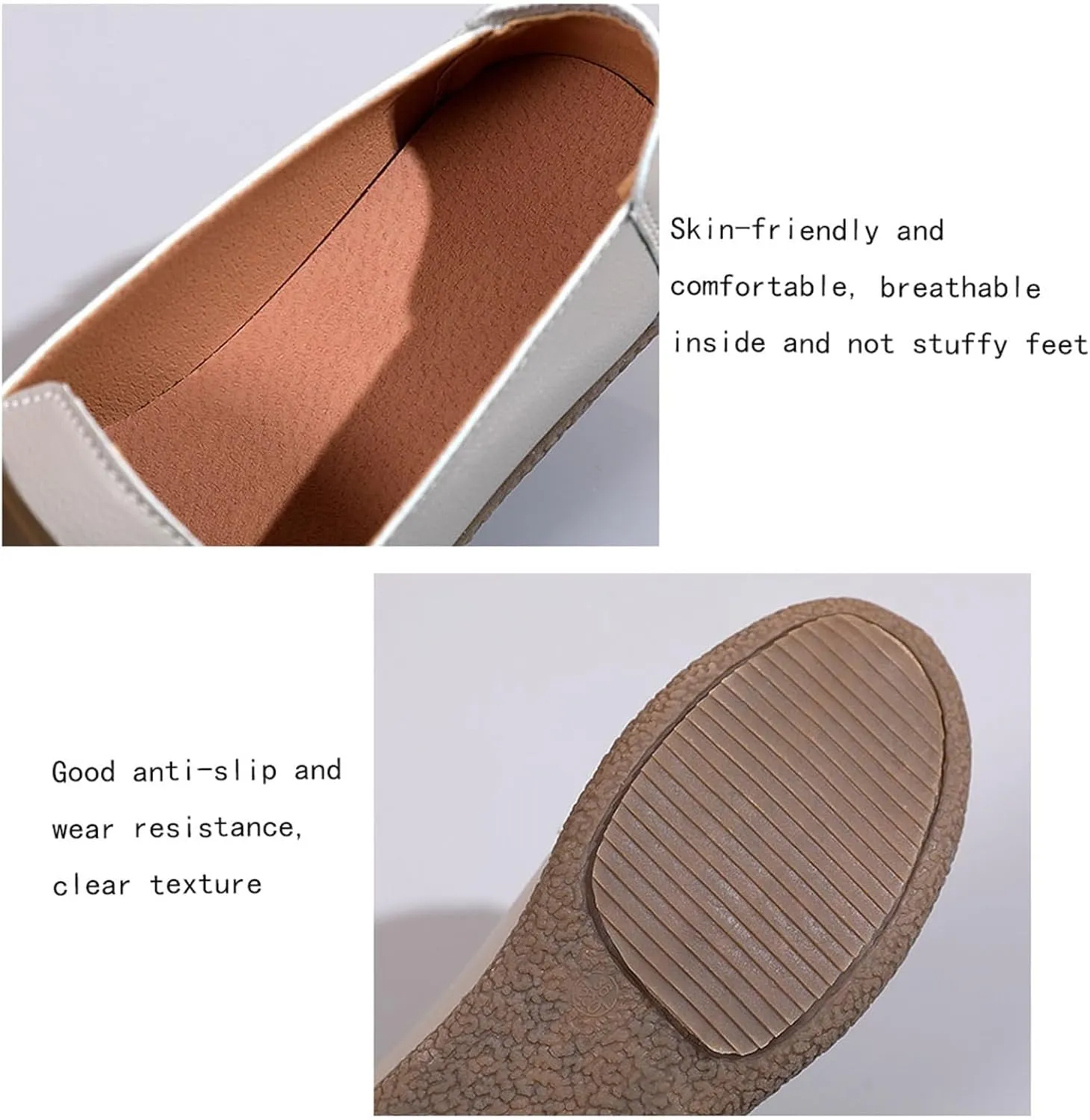 Women's Leather Loafers, Waterproof Slip-On Non-Slip Breathable Nurse Shoes for Women's, Lightweight Walking Wedge Sneaker, for Medical Care, Hospital, Driving Work