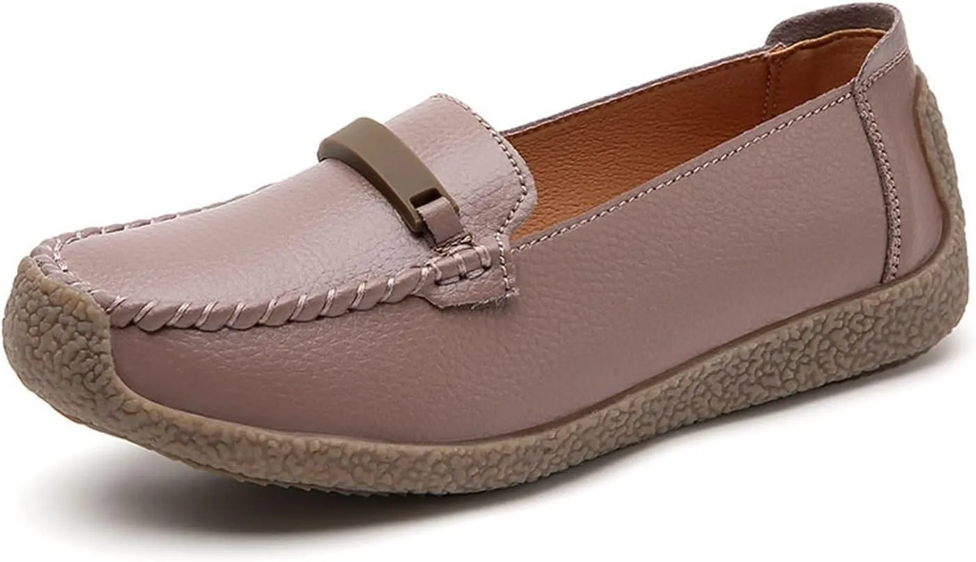 Women's Leather Loafers, Waterproof Slip-On Non-Slip Breathable Nurse Shoes for Women's, Lightweight Walking Wedge Sneaker, for Medical Care, Hospital, Driving Work