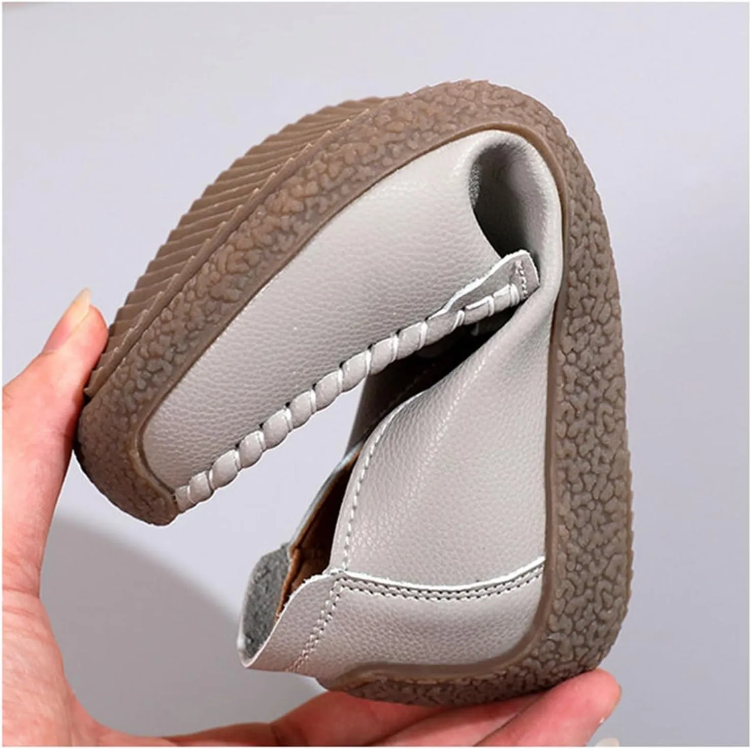 Women's Leather Loafers, Waterproof Slip-On Non-Slip Breathable Nurse Shoes for Women's, Lightweight Walking Wedge Sneaker, for Medical Care, Hospital, Driving Work