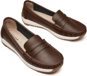Women's Loafers Moccasin Casual Slip On Flat Shoes Comfortable Leather Driving Loafers Lightweight Nurse Work Shoes