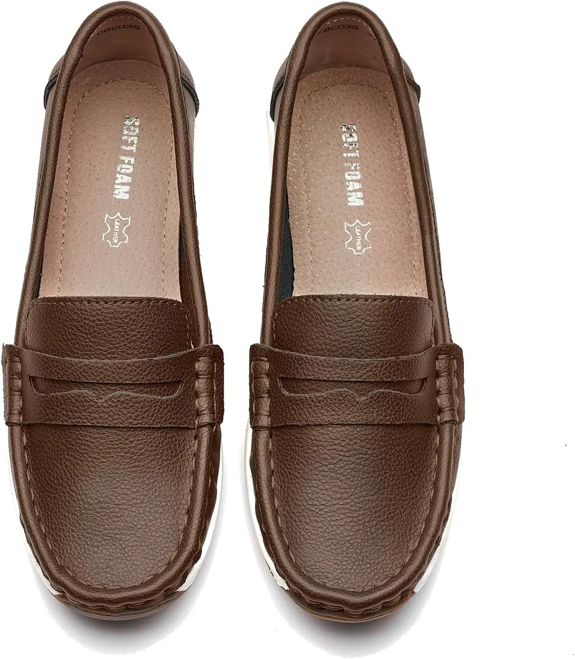 Women's Loafers Moccasin Casual Slip On Flat Shoes Comfortable Leather Driving Loafers Lightweight Nurse Work Shoes