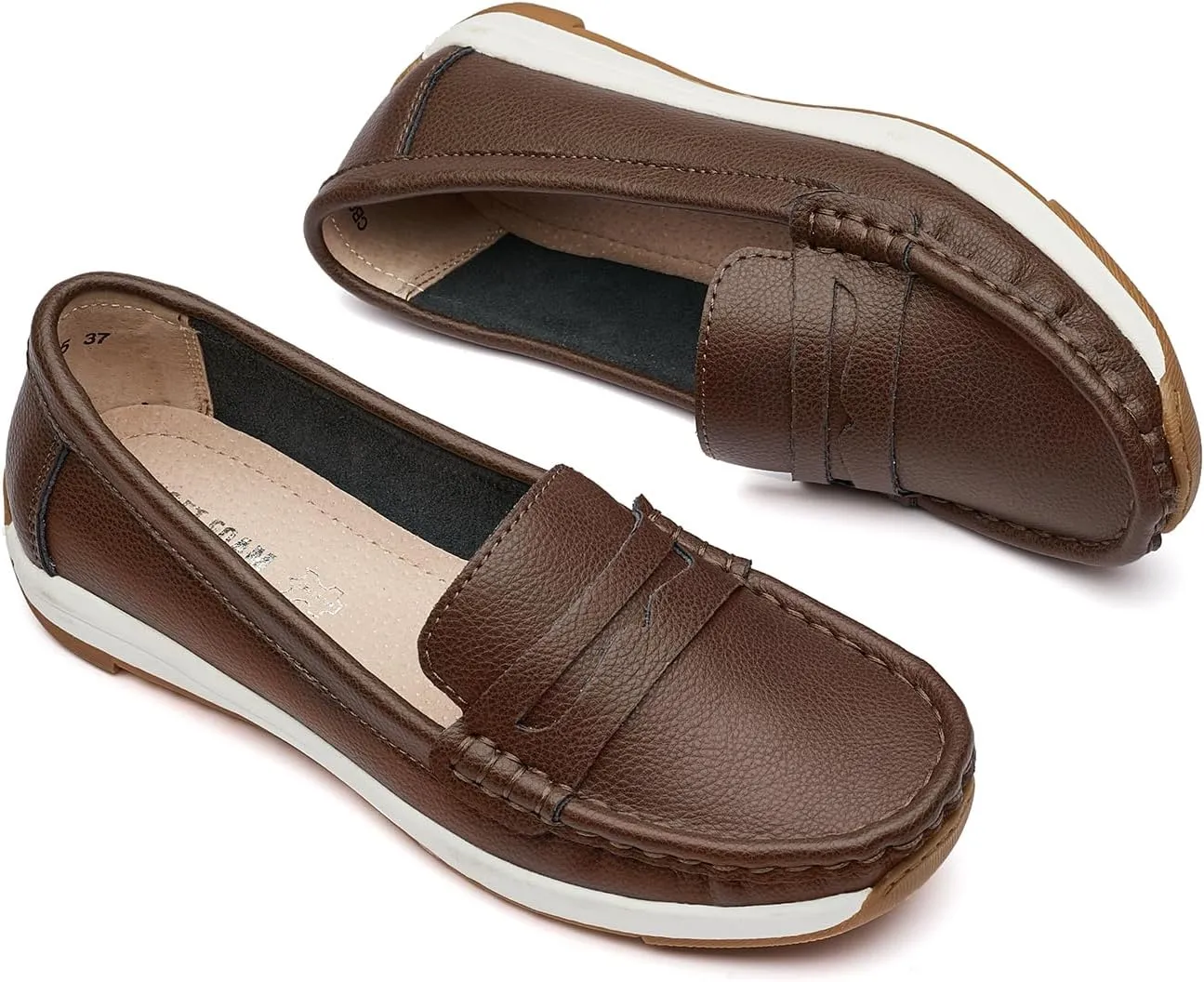 Women's Loafers Moccasin Casual Slip On Flat Shoes Comfortable Leather Driving Loafers Lightweight Nurse Work Shoes