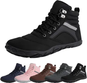 Womens Mens Winter Barefoot Boots Warm Minimalist Wide Toe Box Snow Boots Zero Drop Sole Outdoor Water Resistant Ankle Booties