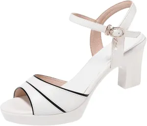 Womens Peep Toe Heel Sandals Suede Chunky High Heels Pumps Ankle Strap Dress Sandals Elegant and Fashion Breathable Backstrap Summer Shoes