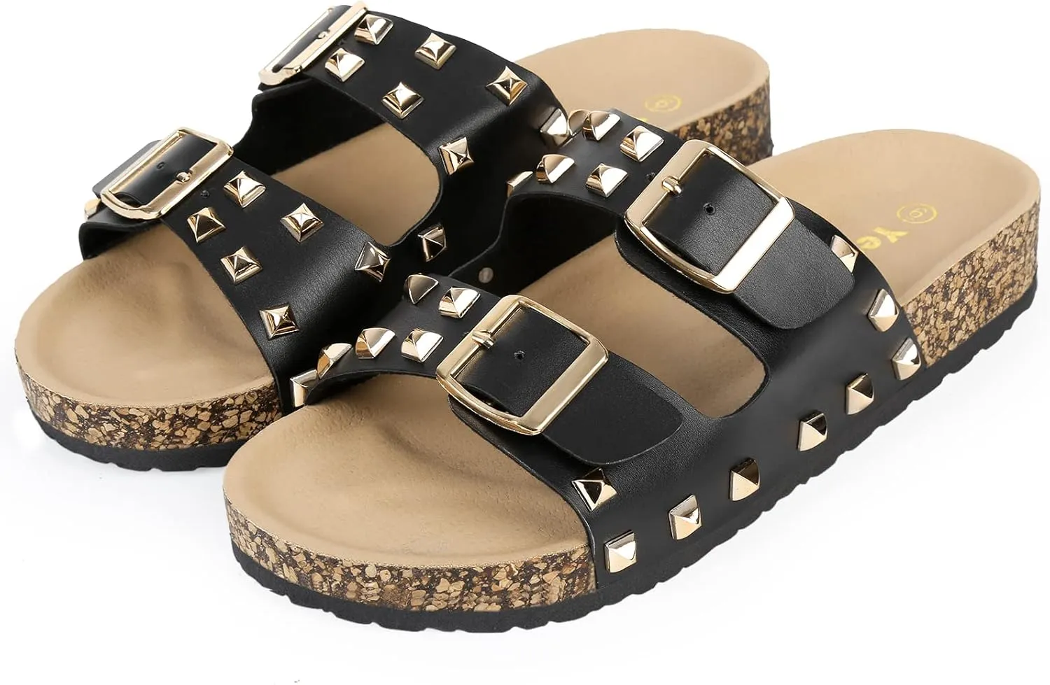 Women's Sandals,Cork Footbed Slide Sandal with Comfortable Arch Support And Buckle Adjustable Strap