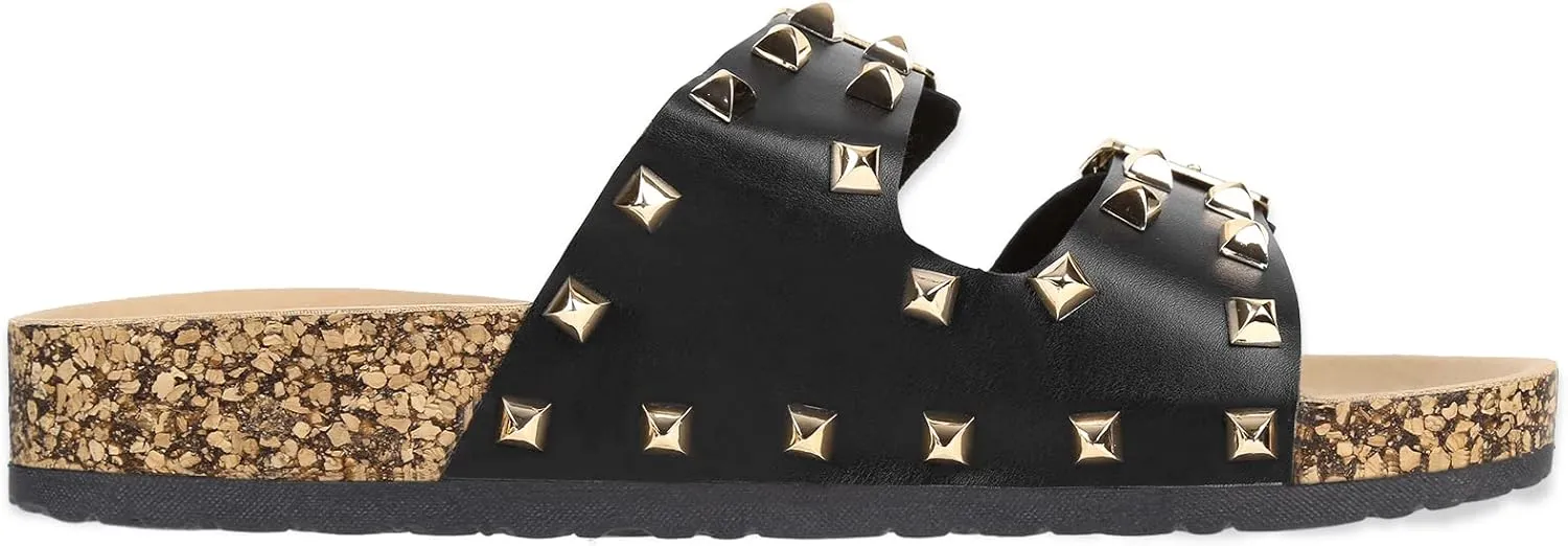 Women's Sandals,Cork Footbed Slide Sandal with Comfortable Arch Support And Buckle Adjustable Strap