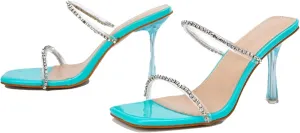 Women's Transparent High Toed Shoes with Split Square Toes and Straps, Comfortable Dress, Slippers, Sandals