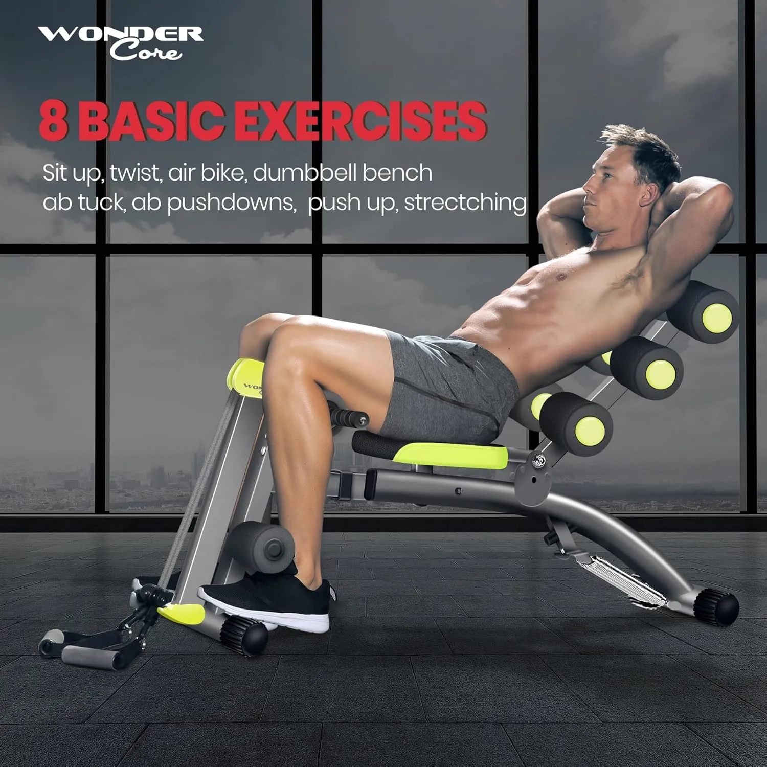 WONDER CORE 2 Total Gym Machine, Ab Workout Equipment, Adjustable Ab Machine for Stomach Workout, Sit Up Exercise Equipment for Home Workouts, Abdominal Trainer, Ab Lounger Exercise Chair