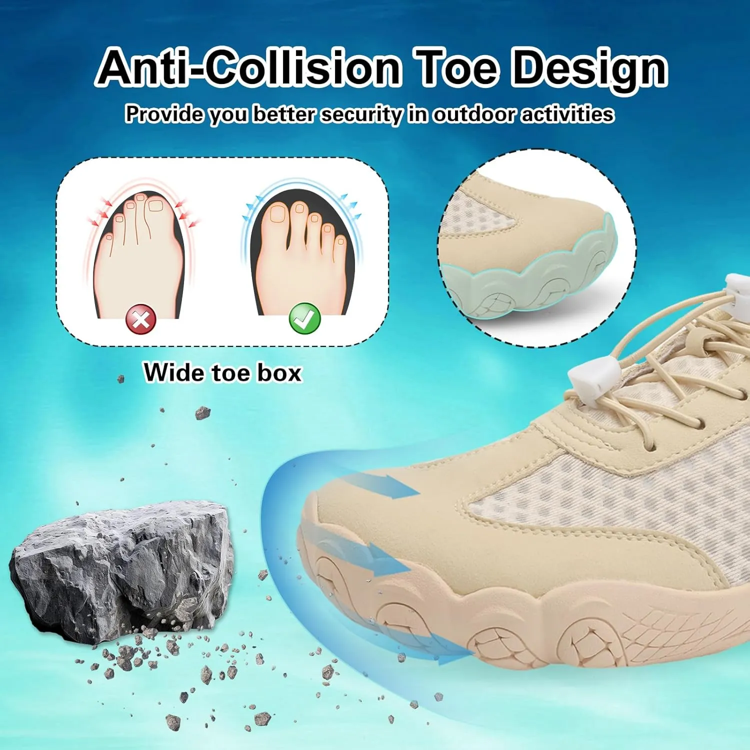 XIHALOOK Water Hiking Shoes for Women Men Barefoot Wide Toe Minimalist Shoes for Beach Swim River Pool Lake Surfing Training