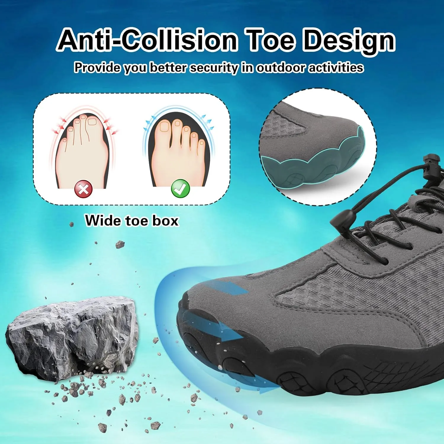 XIHALOOK Water Hiking Shoes for Women Men Barefoot Wide Toe Minimalist Shoes for Beach Swim River Pool Lake Surfing Training