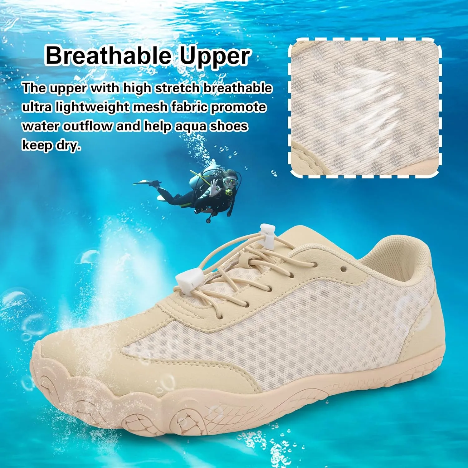 XIHALOOK Water Hiking Shoes for Women Men Barefoot Wide Toe Minimalist Shoes for Beach Swim River Pool Lake Surfing Training