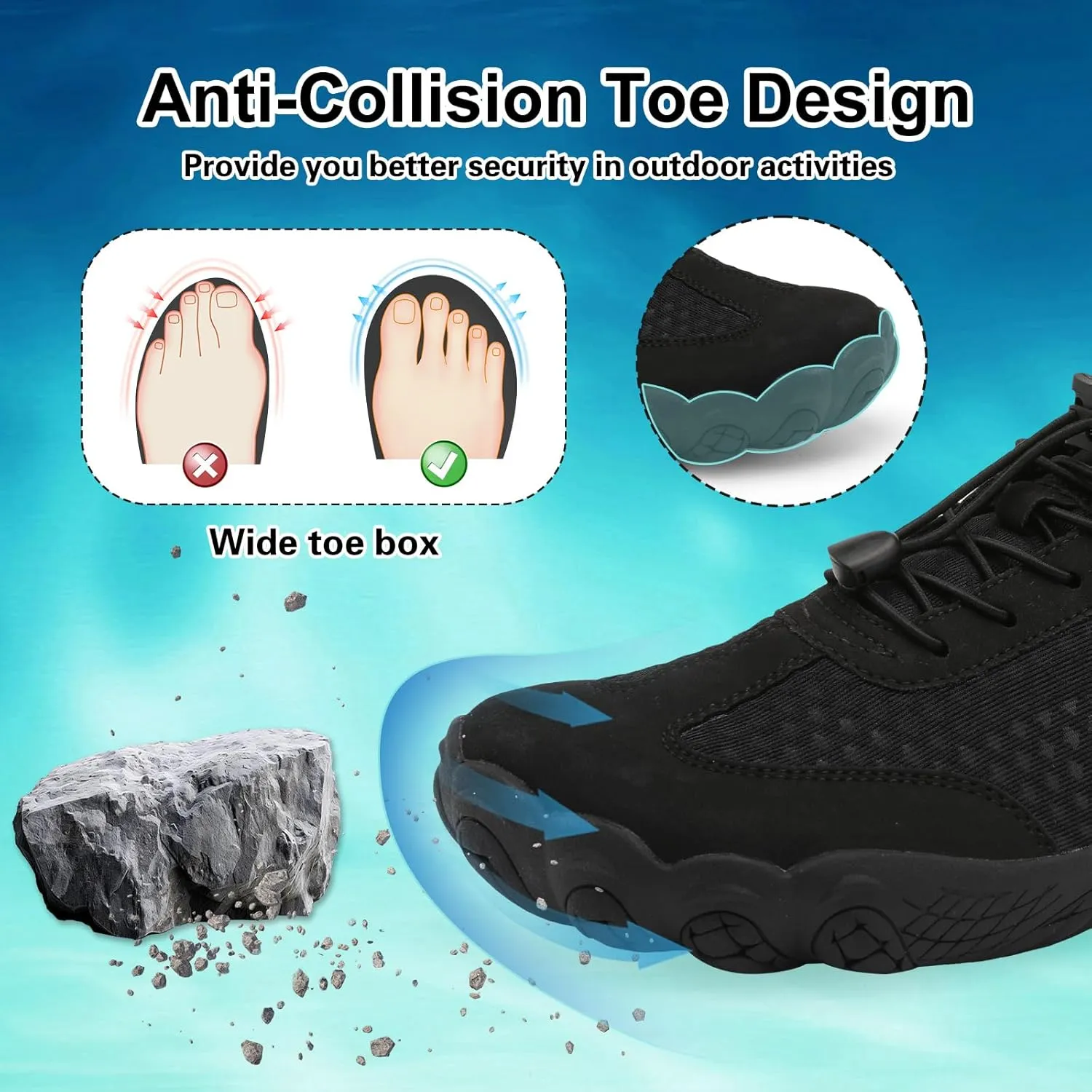 XIHALOOK Water Hiking Shoes for Women Men Barefoot Wide Toe Minimalist Shoes for Beach Swim River Pool Lake Surfing Training