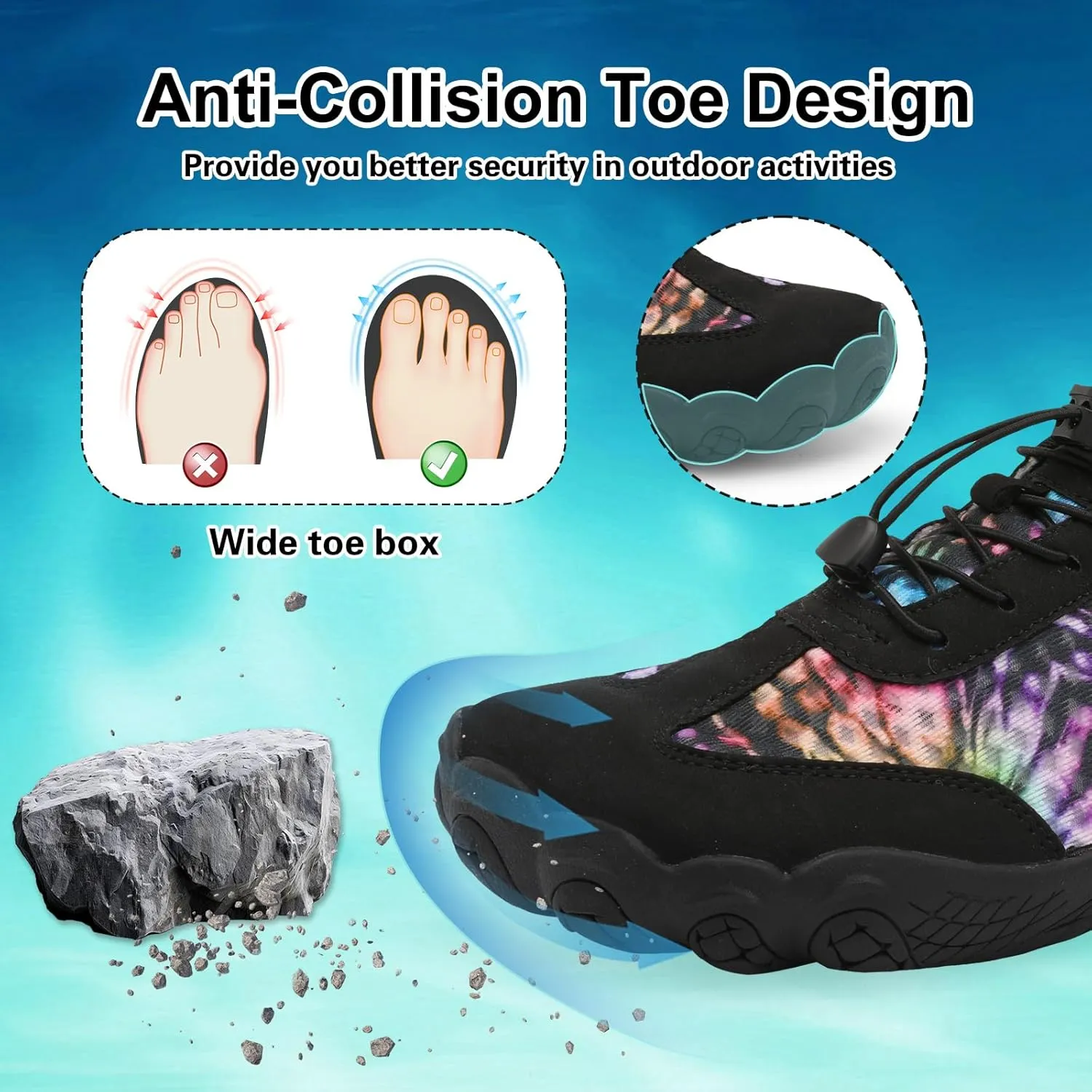 XIHALOOK Water Hiking Shoes for Women Men Barefoot Wide Toe Minimalist Shoes for Beach Swim River Pool Lake Surfing Training