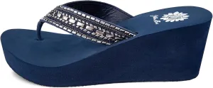 Yellow Box Women's Emmil Wedge Sandal, Round Toe, Medium-High 2.5 Inch Heel, 0.75 Inch Platform Comfortable Flip-Flop