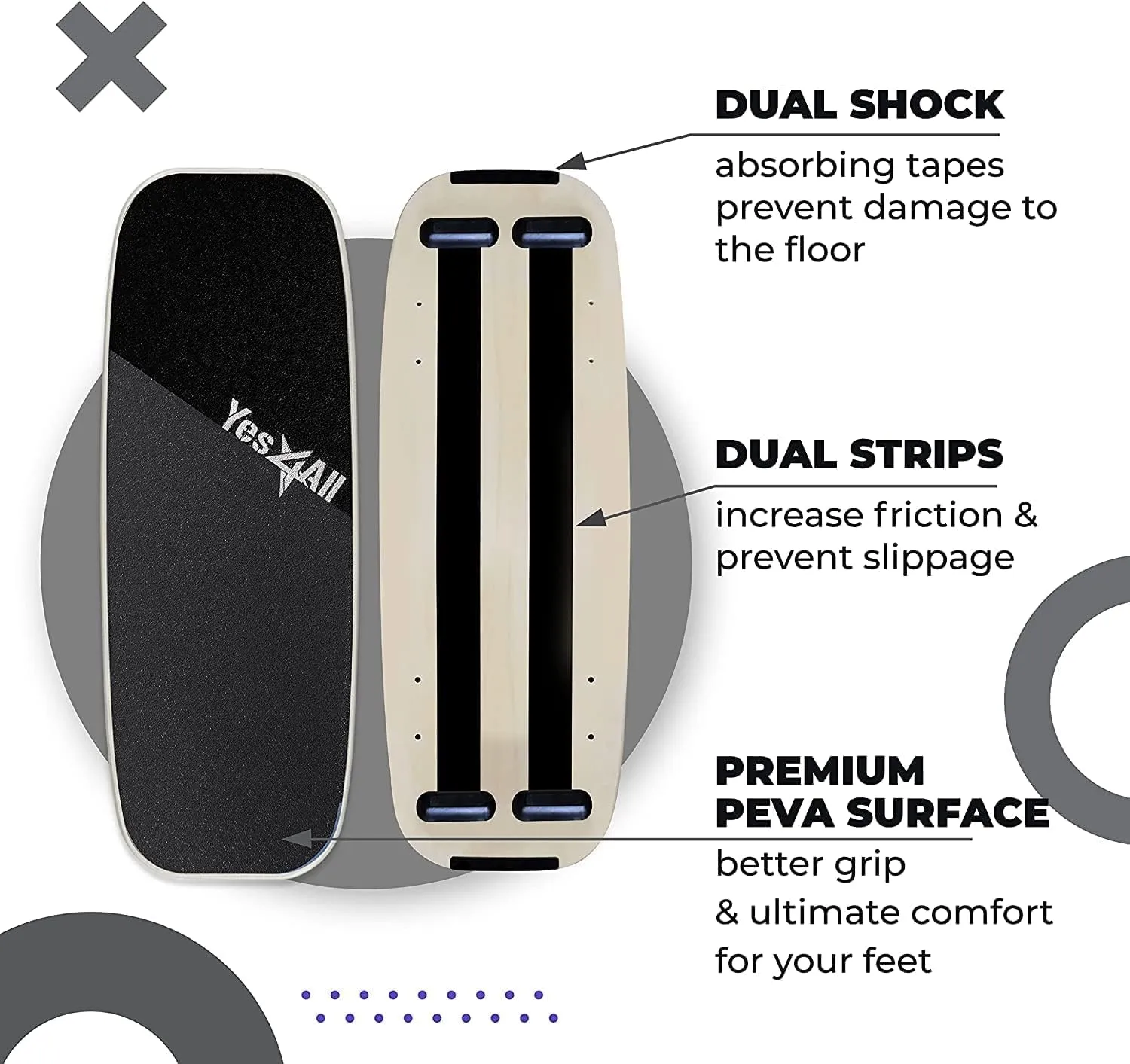 Yes4All Balance Board Sports Trainer, Surf Trainer Board With Adjustable Stoppers, Improve Core Strength and Balance Control