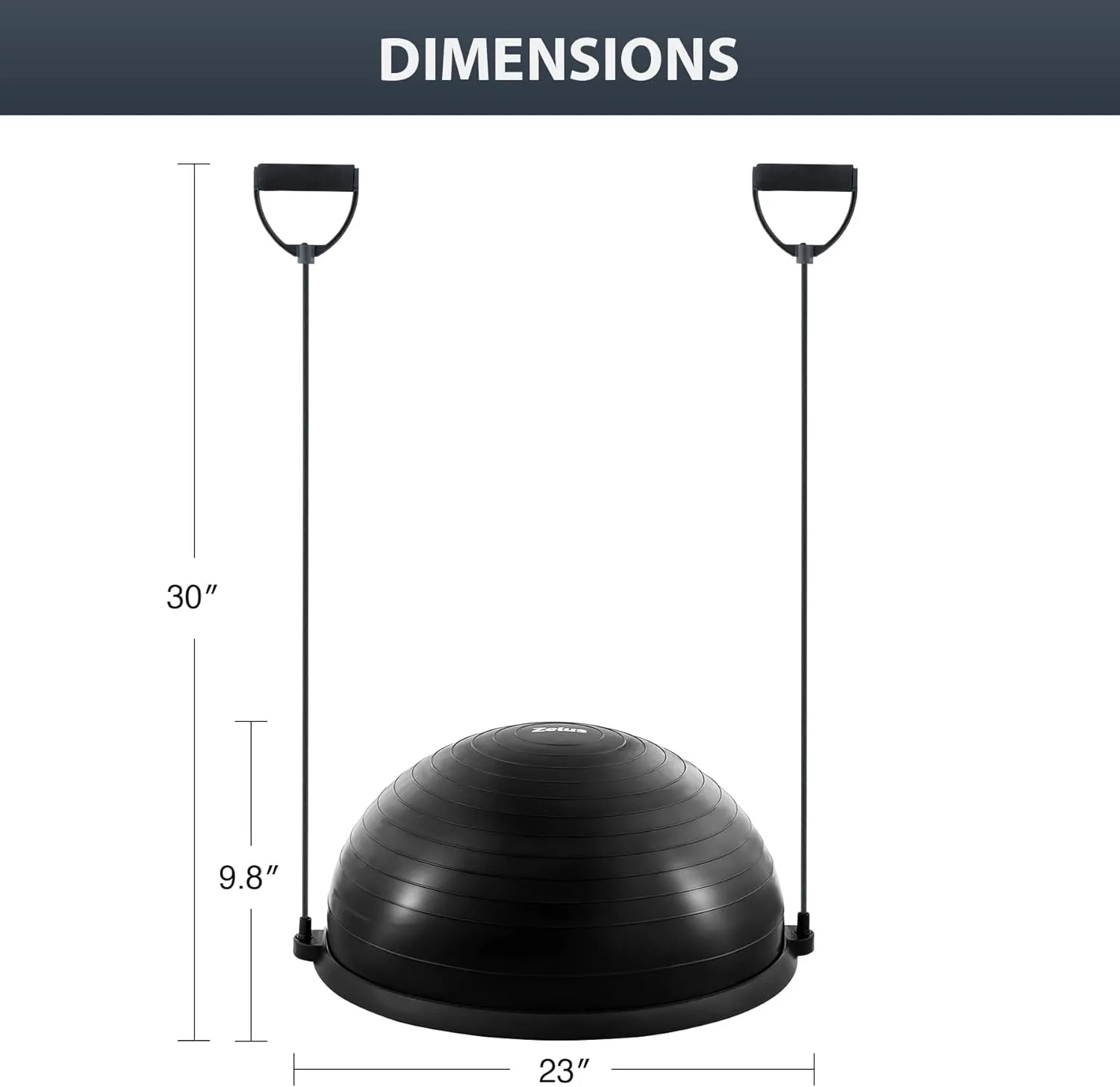ZELUS Balance Ball Trainer with Resistance Bands and Foot Pump, Inflatable Yoga Ball for Home Gym Workouts, 23 Inch Exercise Half Ball for Balance Training Core Strength Fitness More, 330lb Cap
