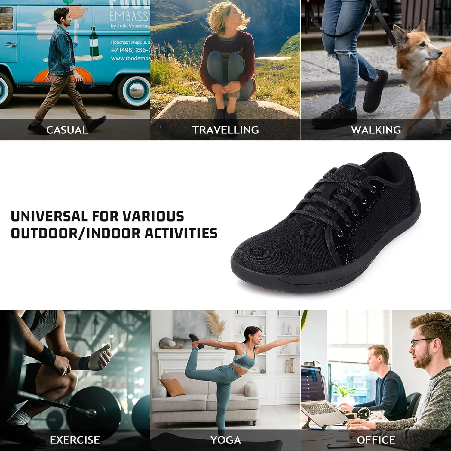 ZVC Barefoot Shoes Men Wide Toe Box Shoes Knitted Zero Drop Sole Sneakers for Mens Minimalist Footwear