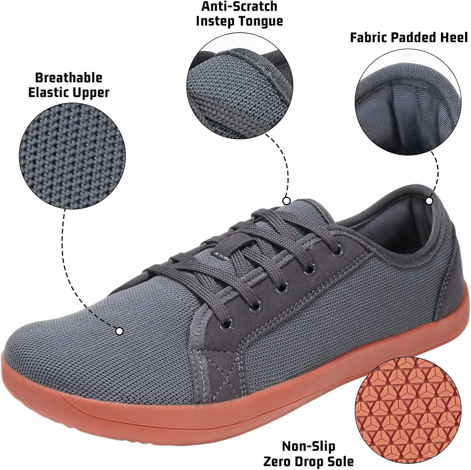 ZVC Barefoot Shoes Men Wide Toe Box Shoes Knitted Zero Drop Sole Sneakers for Mens Minimalist Footwear