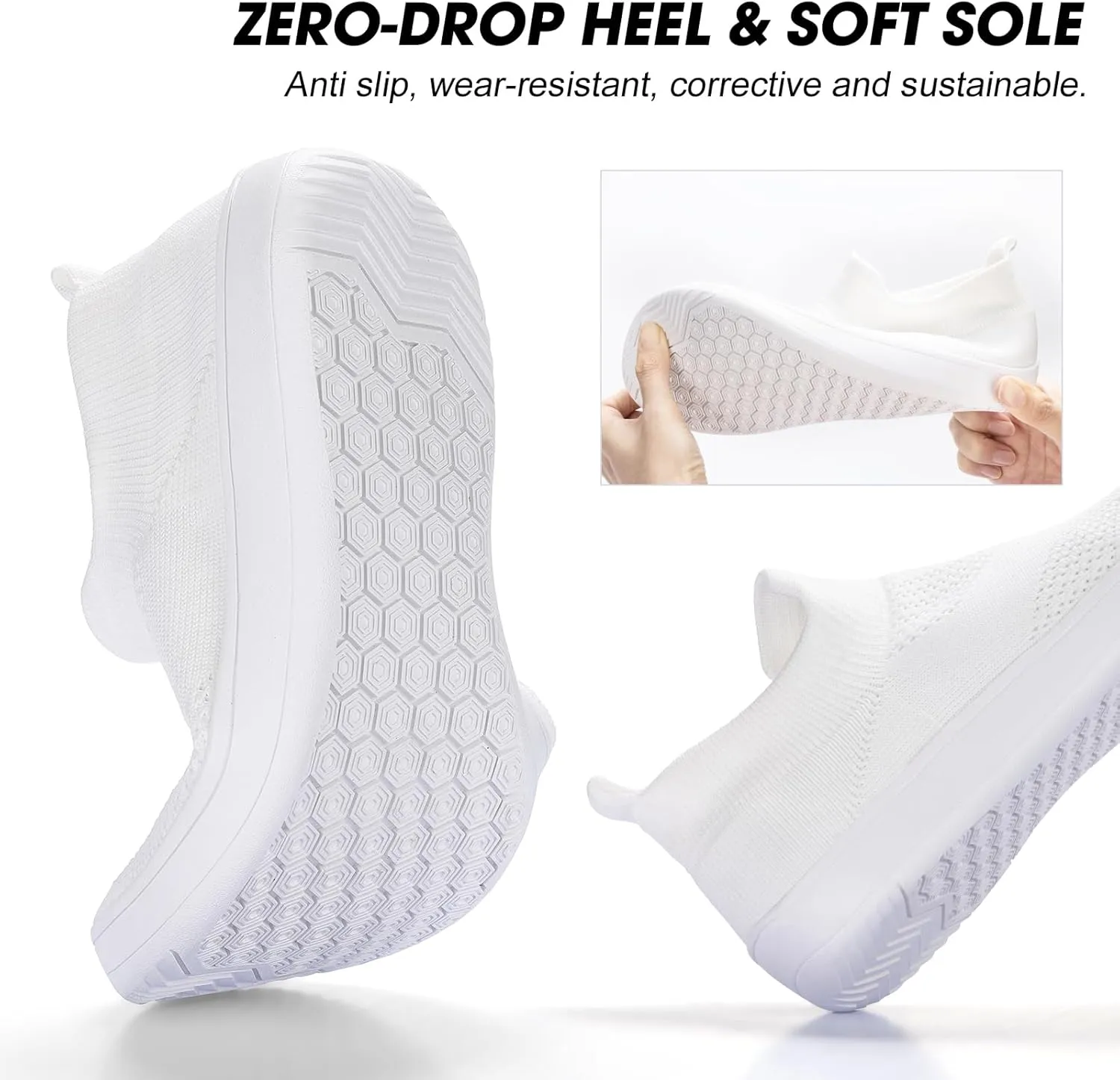 ZYEN Wide Toe Box Shoes Women Wide Width Sneakers Zero Drop Minimalist Barefoot Shoes Comfort Non-Slip Wide Running Walking Shoes